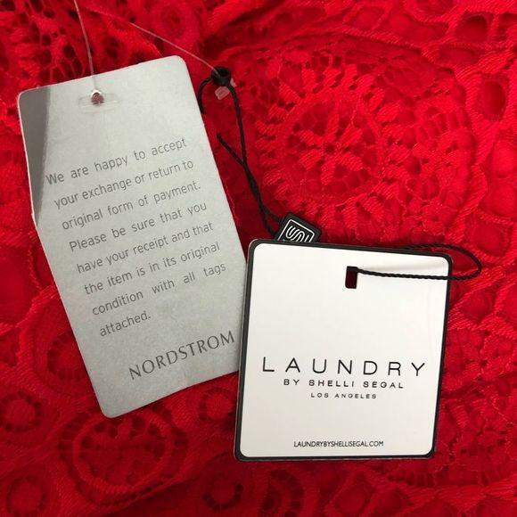 Laundry Shelli Segal Red Lace Short Sleeve Mini Dress NWT size 10 Petite - Picture 7 of 10